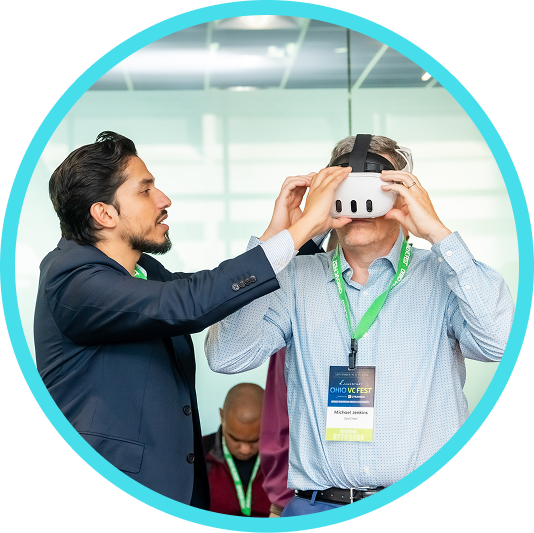 Man trying VR headset